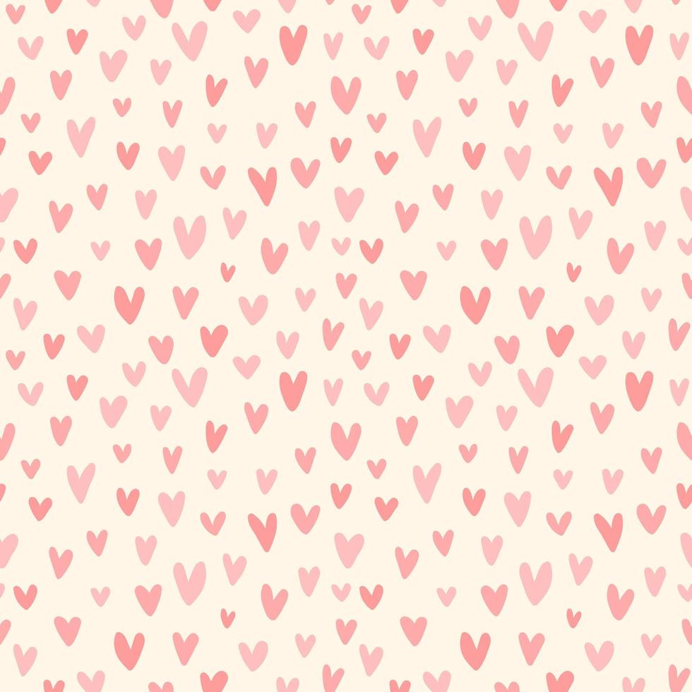Heart marker drawn seamless vector pattern. Valentine's day handwritten background. Endless romantic print.
