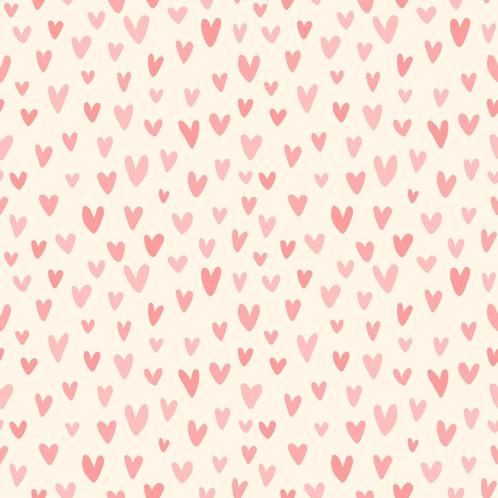 Heart marker drawn seamless vector pattern. Valentine's day handwritten background. Endless romantic print.