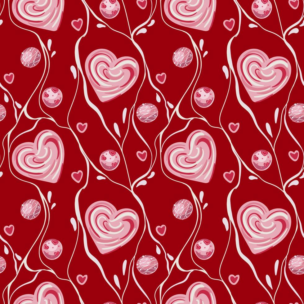 Heart shaped cookies seamless pattern for valentine s day. Pattern for Wrapping paper, postcards, textiles, wallpapers, fabrics, etc. Cartoon style, vector illustration.