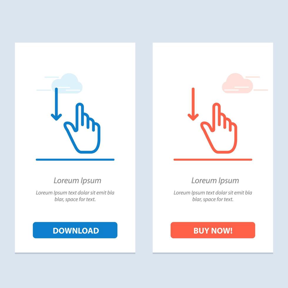 Down Finger Gesture Gestures Hand  Blue and Red Download and Buy Now web Widget Card Template vector