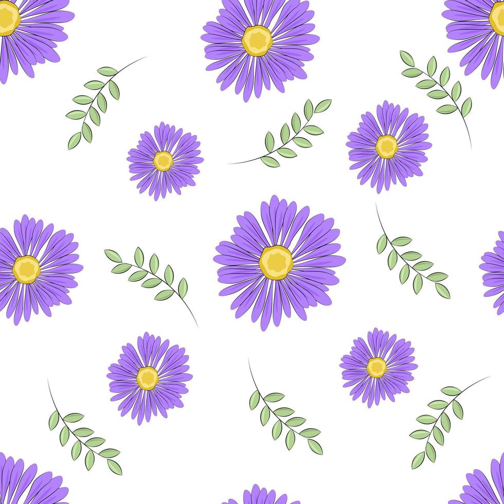 seamless pattern with violet flowers vector