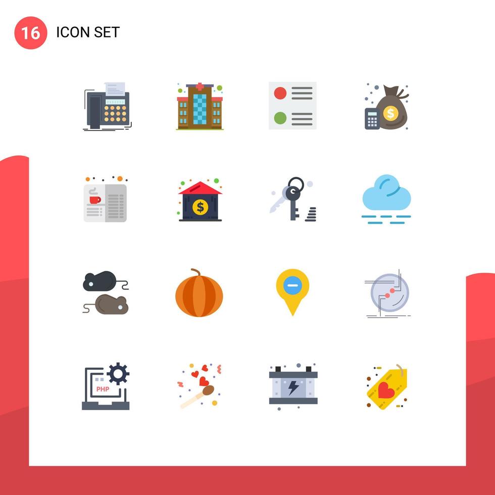 Stock Vector Icon Pack of 16 Line Signs and Symbols for coffee book care money finance Editable Pack of Creative Vector Design Elements