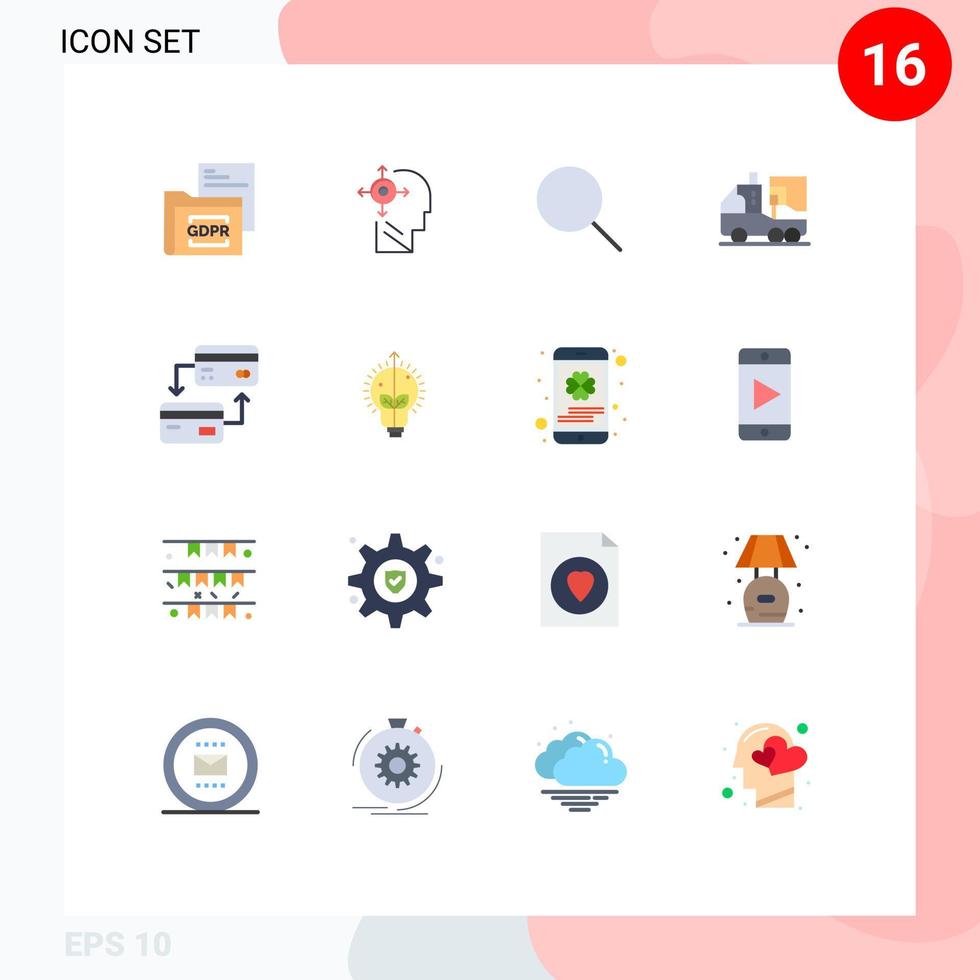Mobile Interface Flat Color Set of 16 Pictograms of life digital head biology ui Editable Pack of Creative Vector Design Elements