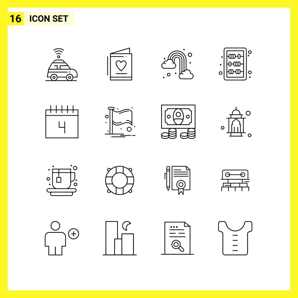 16 Icon Set. Simple Line Symbols. Outline Sign on White Background for Website Design Mobile Applications and Print Media. vector