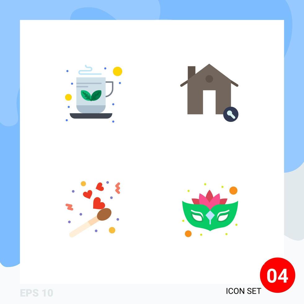 paquete de iconos de vectores de stock de 4 signos y símbolos de línea para el desayuno vacaciones té verde encontrar elementos de diseño de vectores editables coincidentes