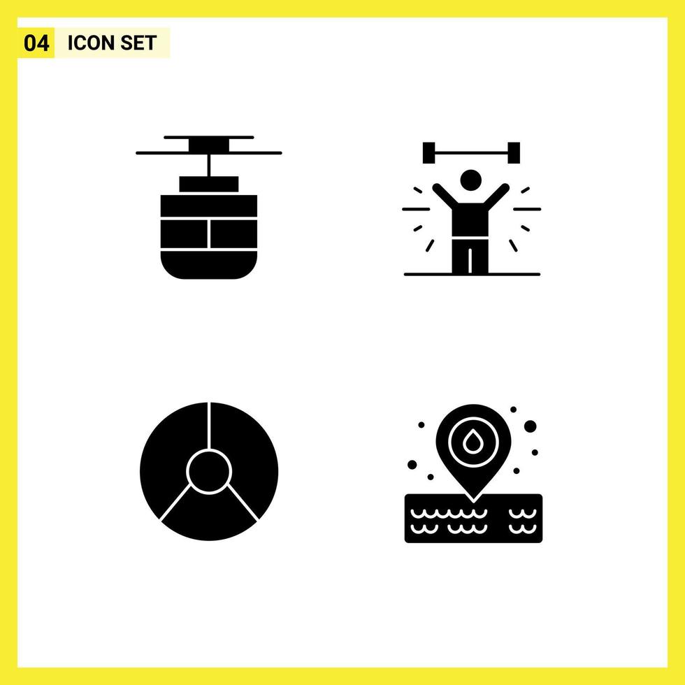 Universal Icon Symbols Group of 4 Modern Solid Glyphs of tram business vehicles fitness finance Editable Vector Design Elements