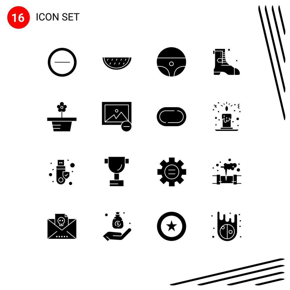 16 Thematic Vector Solid Glyphs and Editable Symbols of delete pot steering nature ireland Editable Vector Design Elements