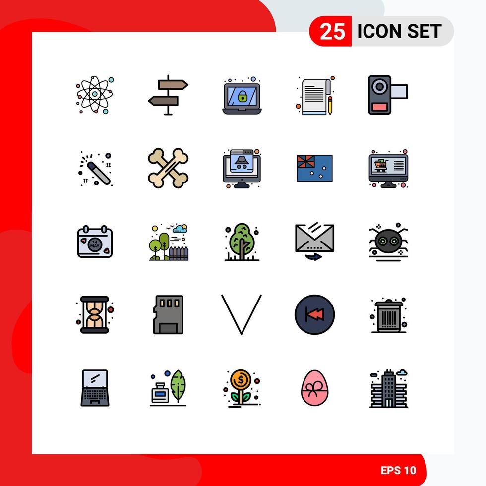 25 Creative Icons Modern Signs and Symbols of film paper signs writer editorial Editable Vector Design Elements