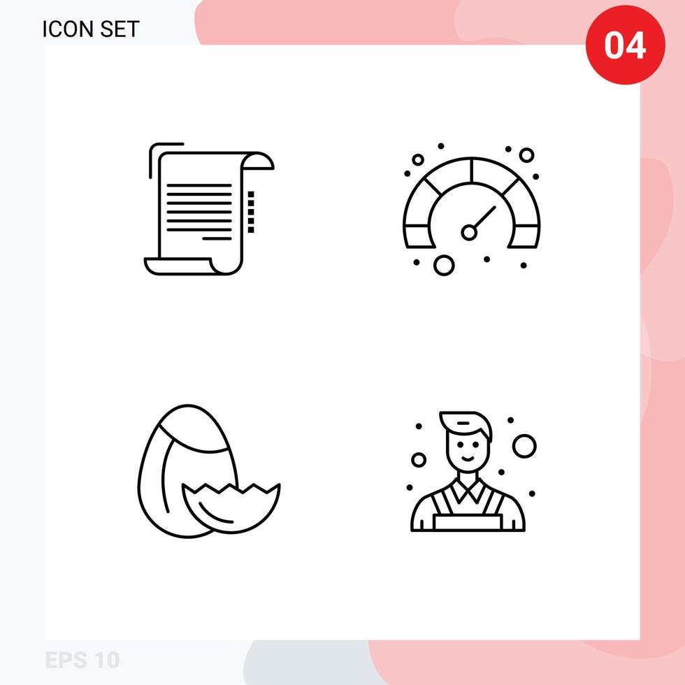 Pictogram Set of 4 Simple Filledline Flat Colors of document nature paper seo decorator Editable Vector Design Elements