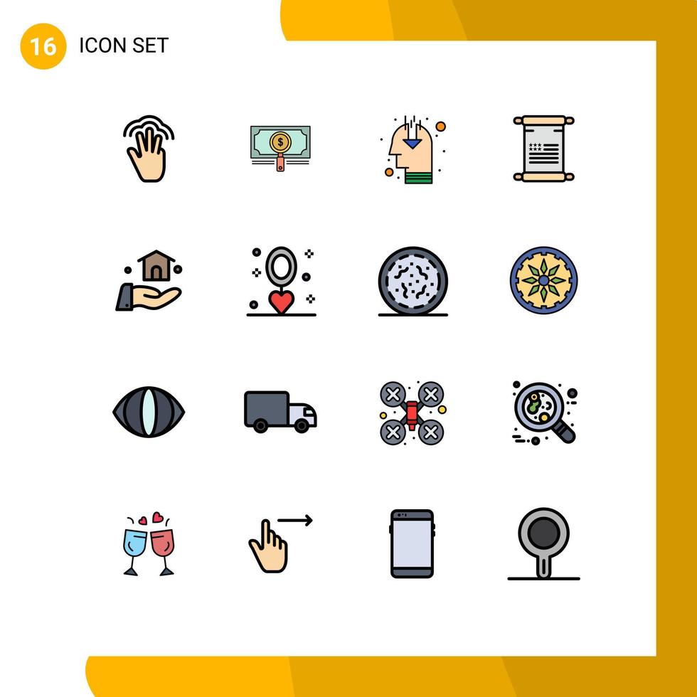 Set of 16 Modern UI Icons Symbols Signs for usa text loan scroll opinion Editable Creative Vector Design Elements