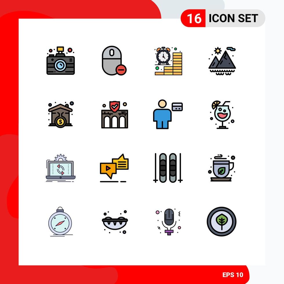 conjunto de 16 iconos modernos de la interfaz de usuario símbolos signos para el verano de la casa eliminar montañas financiar elementos de diseño de vectores creativos editables