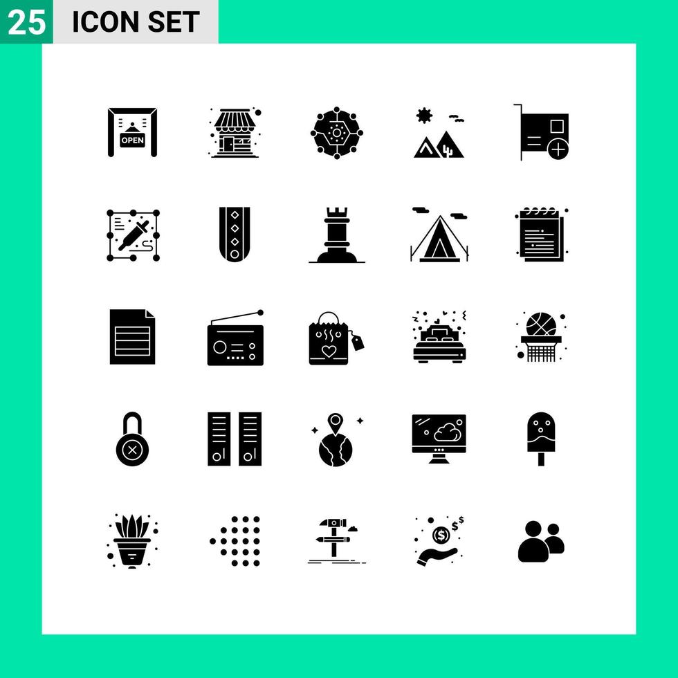 conjunto moderno de 25 glifos y símbolos sólidos, como agregar elementos de diseño de vectores editables de arabia del desierto compartir computación de Egipto