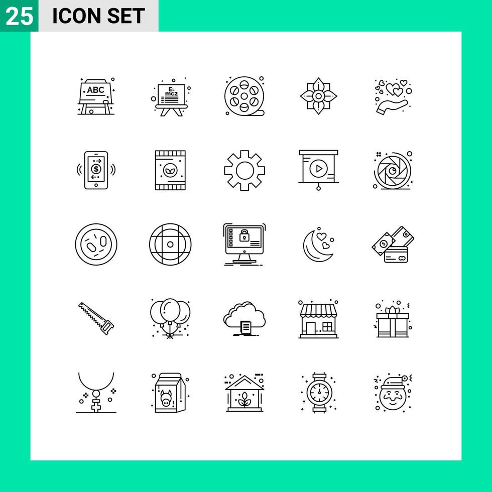 Set of 25 Vector Lines on Grid for internet of things connections decoration love hand Editable Vector Design Elements