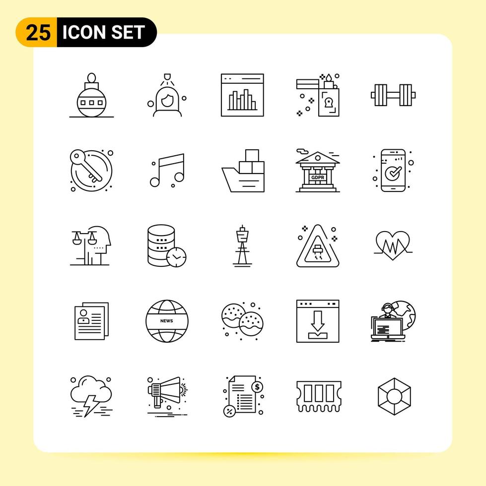 25 Creative Icons for Modern website design and responsive mobile apps. 25 Outline Symbols Signs on White Background. 25 Icon Pack. vector