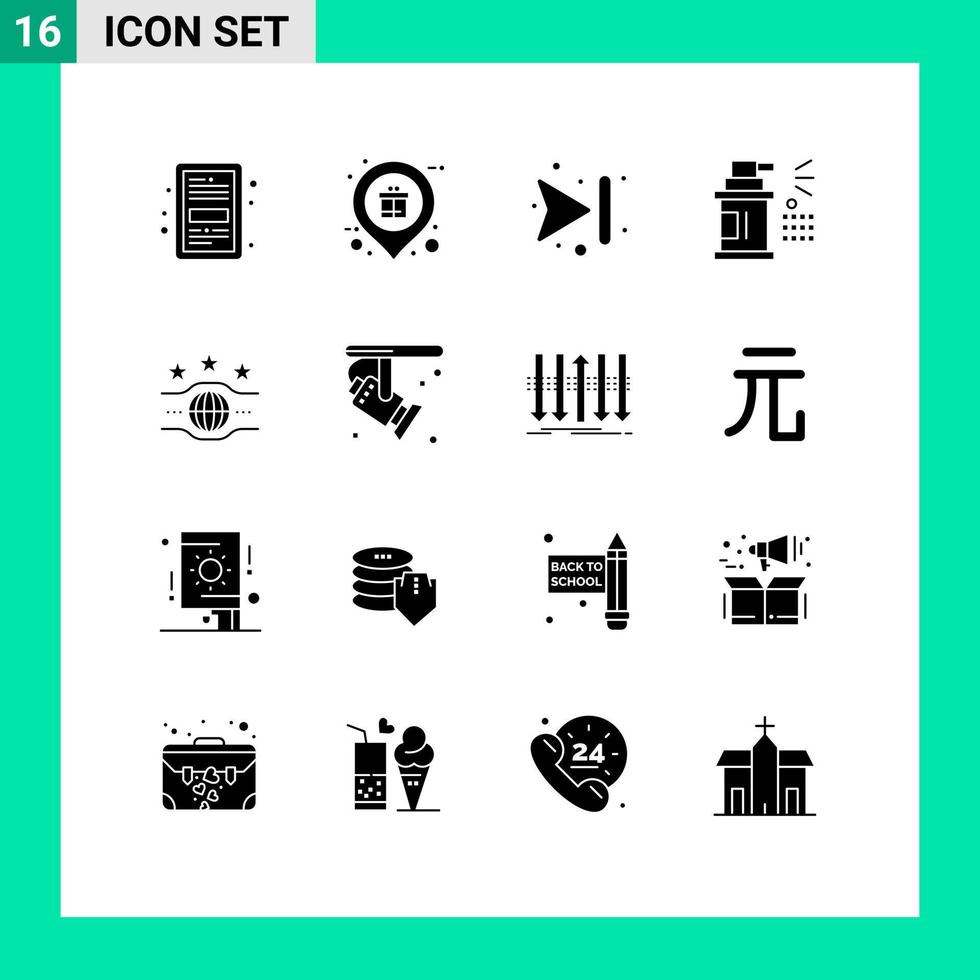 Set of 16 Modern UI Icons Symbols Signs for belt spray shop car skip Editable Vector Design Elements