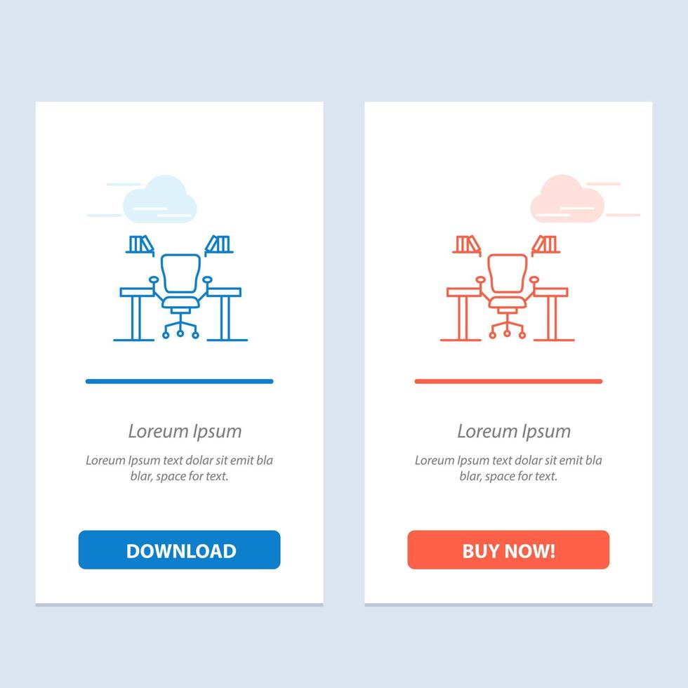 Table Business Chair Computer Desk Office Workplace  Blue and Red Download and Buy Now web Widget Card Template vector