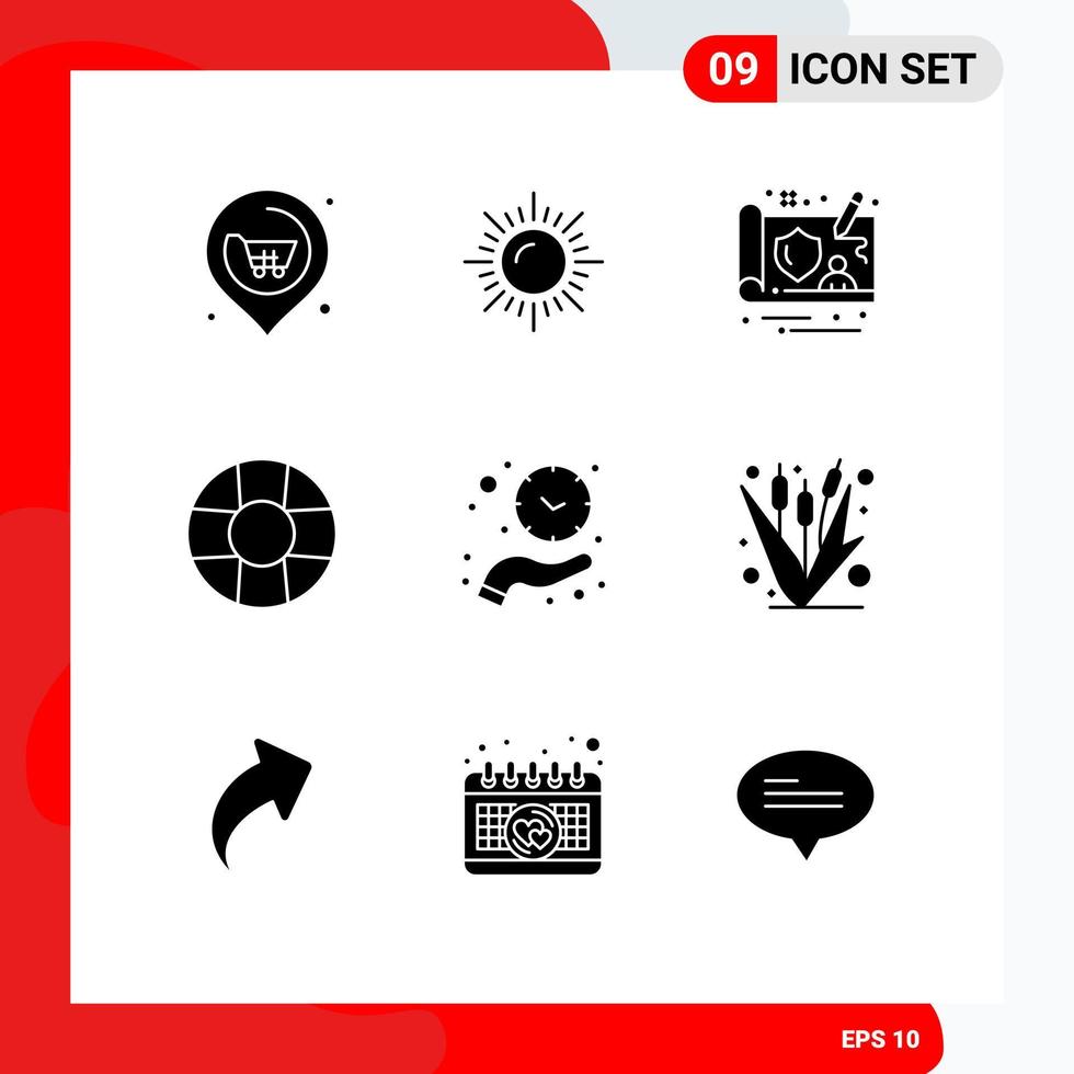 Stock Vector Icon Pack of 9 Line Signs and Symbols for corn time design hold clock Editable Vector Design Elements