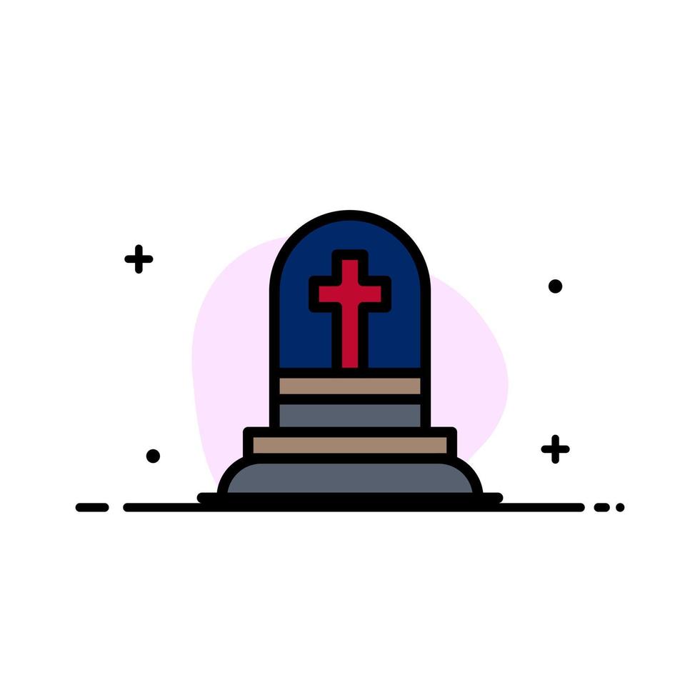 Death Grave Gravestone Rip  Business Flat Line Filled Icon Vector Banner Template