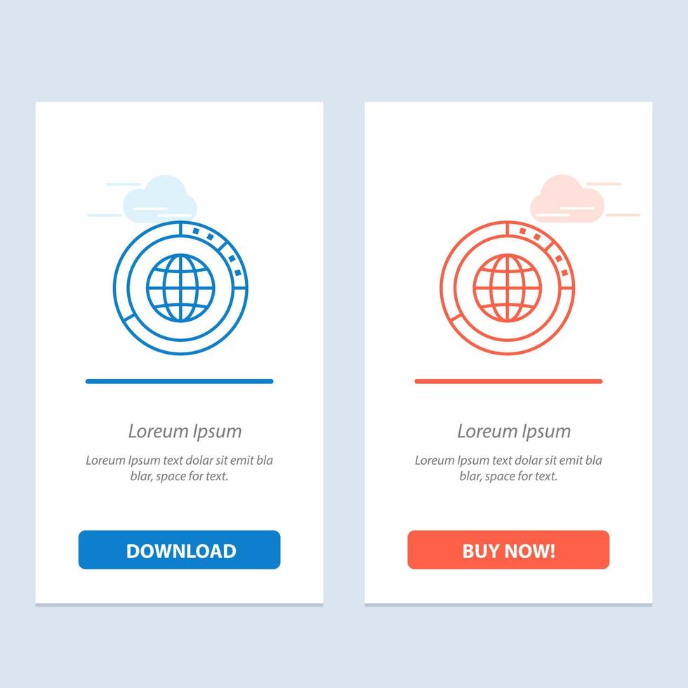 Management Data Global Globe Resources Statistics World  Blue and Red Download and Buy Now web Widget Card Template vector