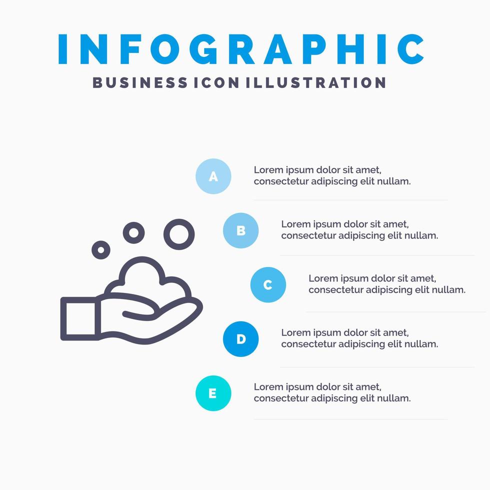 Cleaning Hand Soap Wash Line icon with 5 steps presentation infographics Background vector