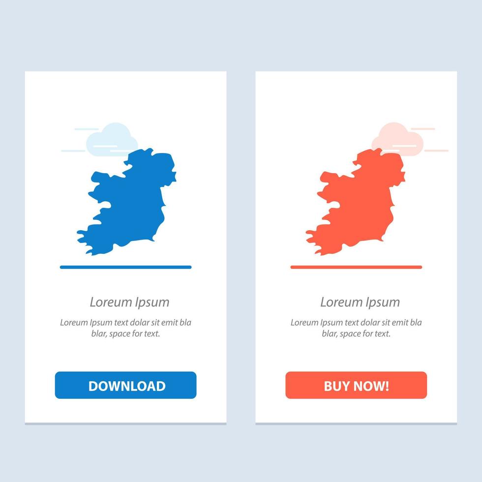 World Map Ireland  Blue and Red Download and Buy Now web Widget Card Template vector