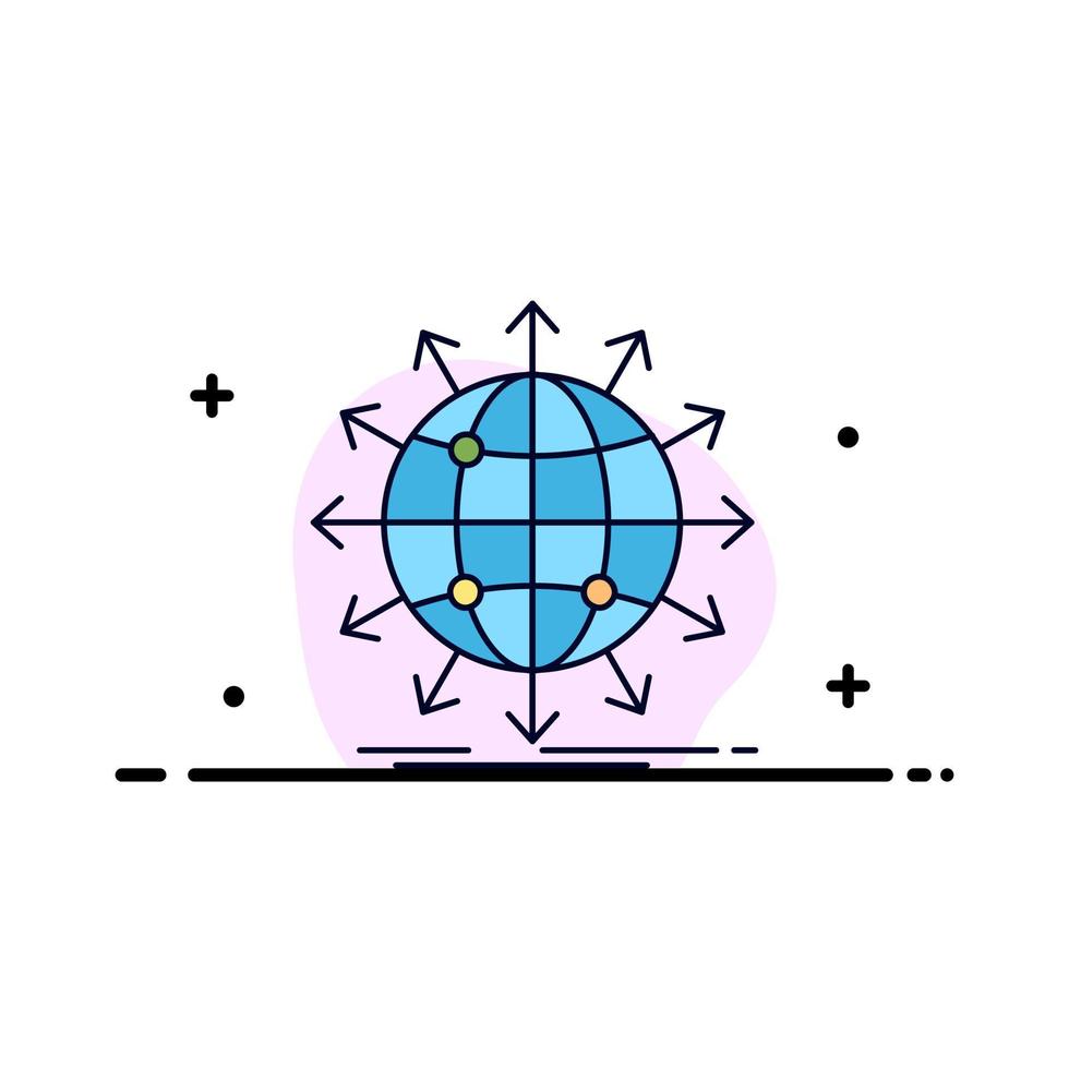 globe network arrow news worldwide Flat Color Icon Vector