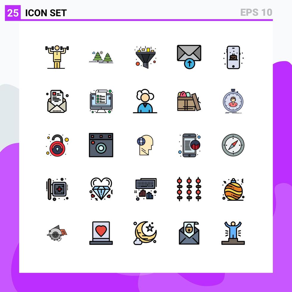 Set of 25 Modern UI Icons Symbols Signs for mobile receive tree message sort Editable Vector Design Elements