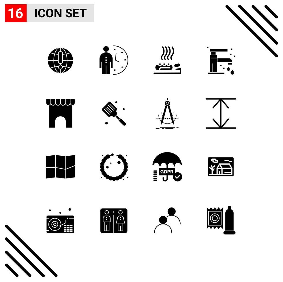 Stock Vector Icon Pack of 16 Line Signs and Symbols for tap faucet person bathroom medicine Editable Vector Design Elements