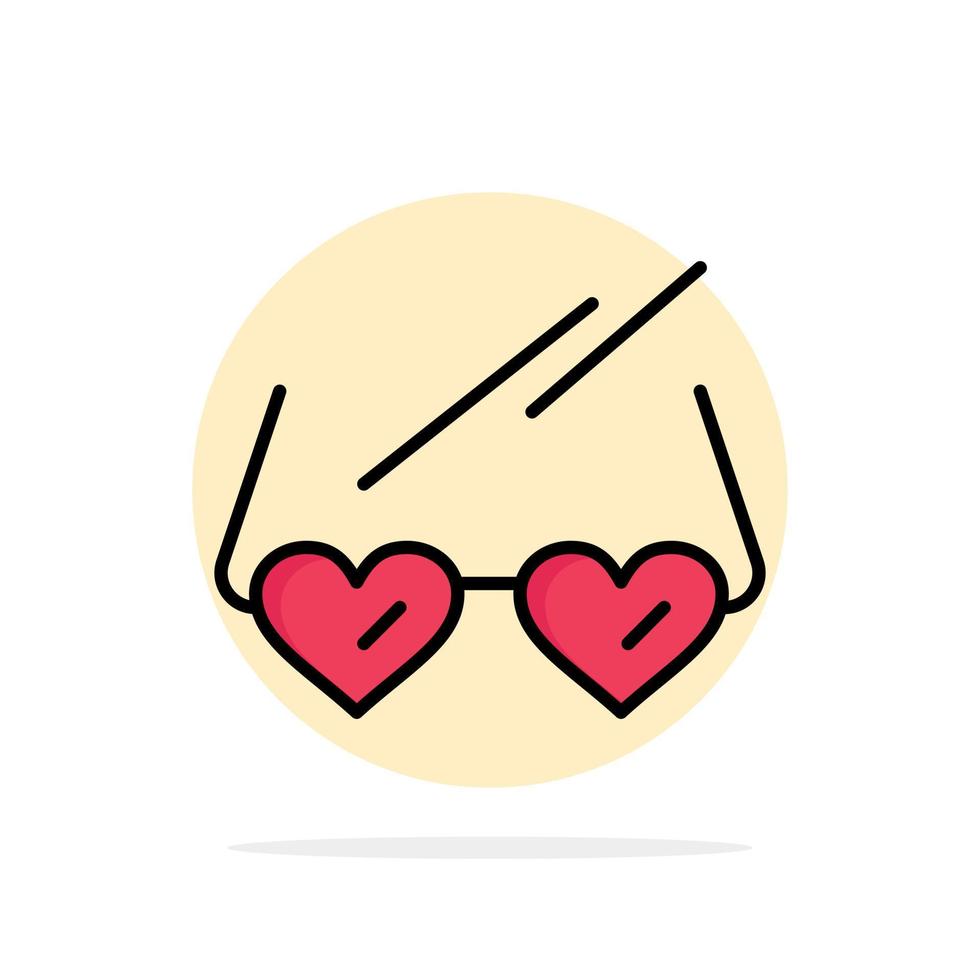 Glasses Love Heart Wedding Abstract Circle Background Flat color Icon vector