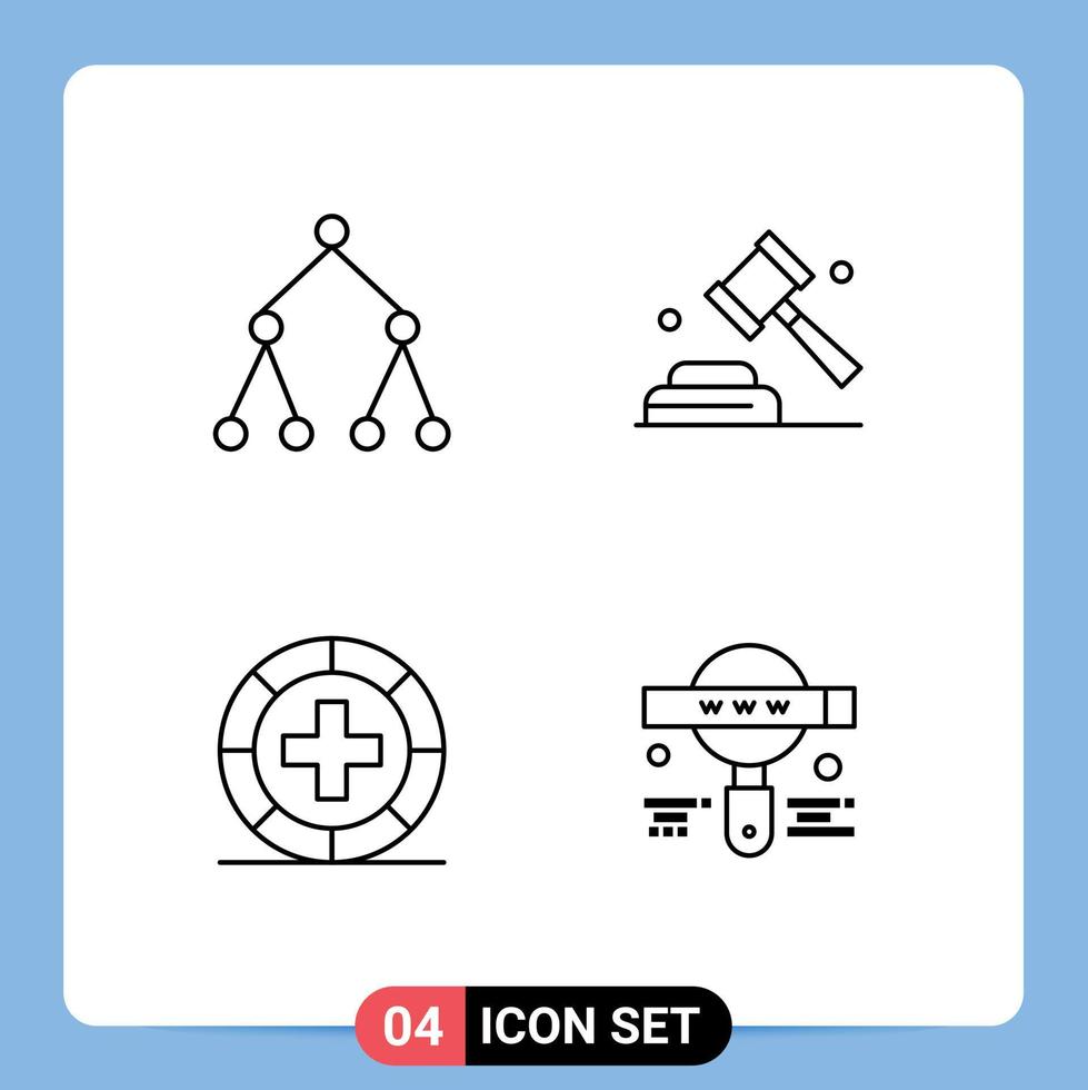 4 colores planos de línea de llenado de vectores temáticos y símbolos editables de elementos de diseño de vectores editables de medicina de voto de política de enlace