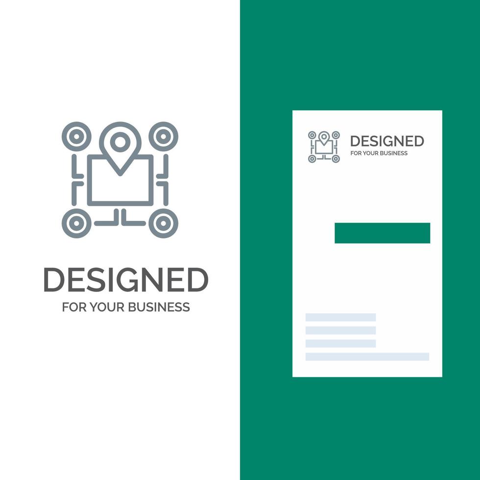 Location Map Chip Area Pointer  Grey Logo Design and Business Card Template vector