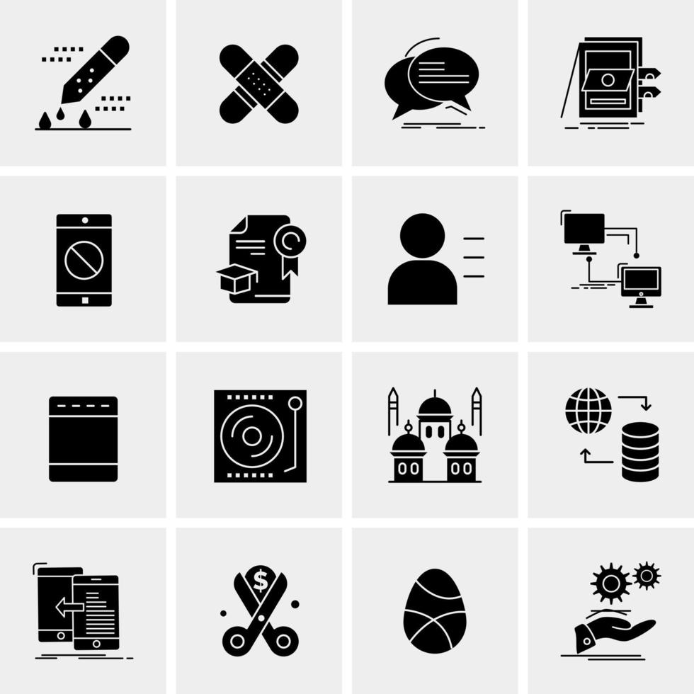 16 iconos universales de negocios vector ilustración de icono creativo para usar en proyectos relacionados con la web y dispositivos móviles