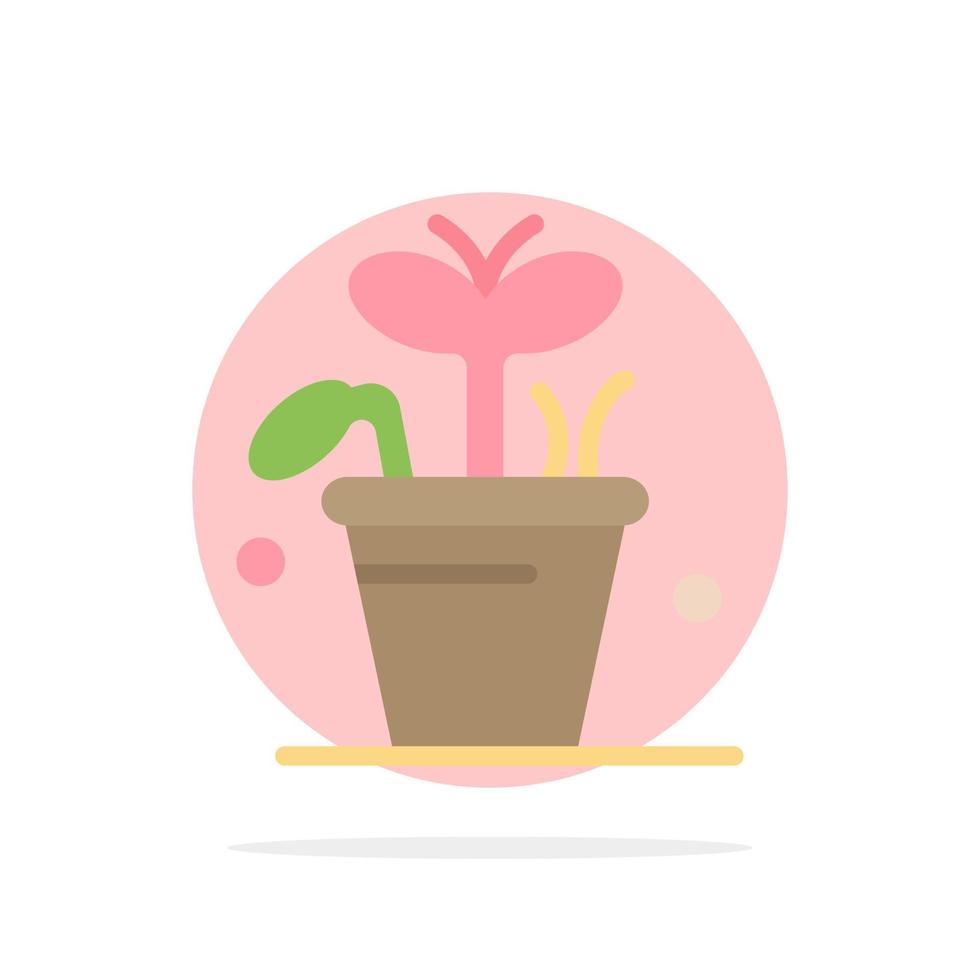 Growth Leaf Plant Spring Abstract Circle Background Flat color Icon vector