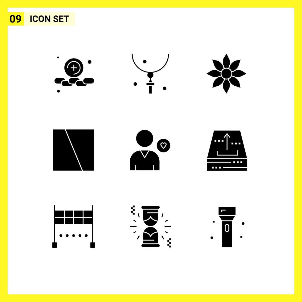 9 User Interface Solid Glyph Pack of modern Signs and Symbols of favorite interface amaryllis image nature Editable Vector Design Elements