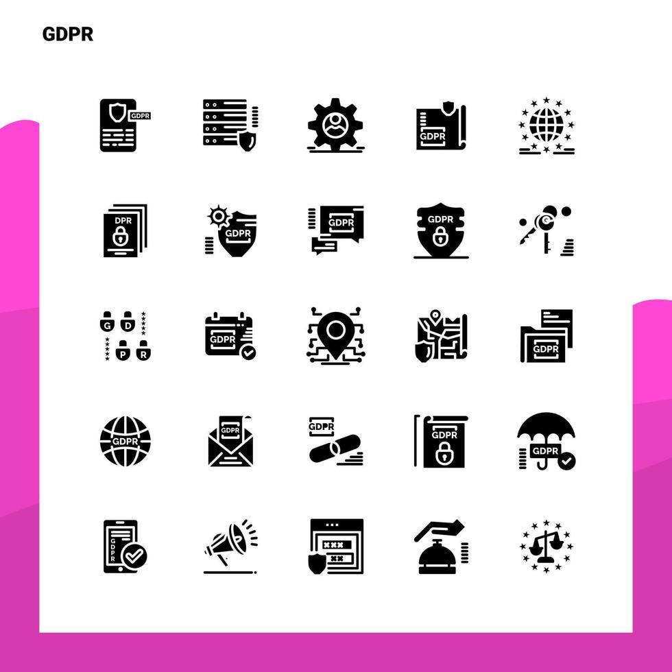 25 GDPR Icon set Solid Glyph Icon Vector Illustration Template For Web and Mobile Ideas for business company