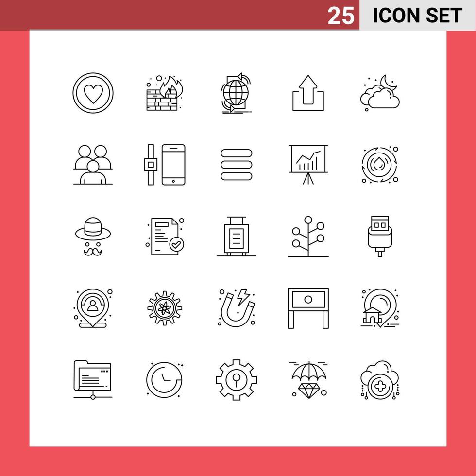 paquete de iconos vectoriales de stock de 25 signos y símbolos de línea para flechas de conectividad en la nube elementos de diseño vectorial editables web vector