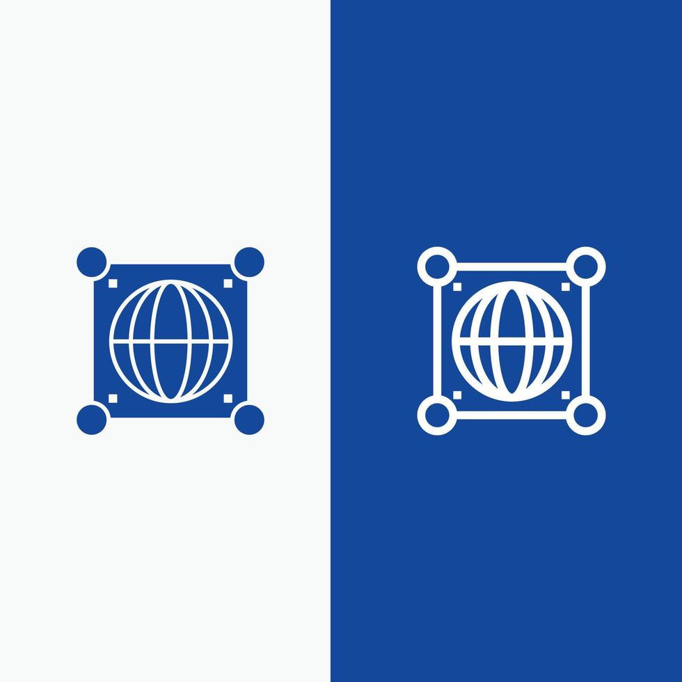 Globe Global World Science Line and Glyph Solid icon Blue banner Line and Glyph Solid icon Blue banner vector