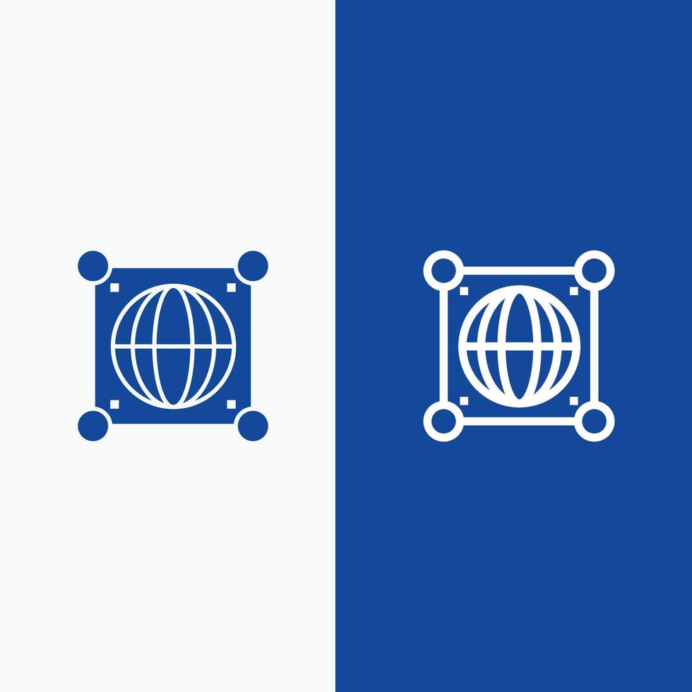 globo mundo mundial ciencia línea y glifo icono sólido bandera azul línea y glifo icono sólido bandera azul vector