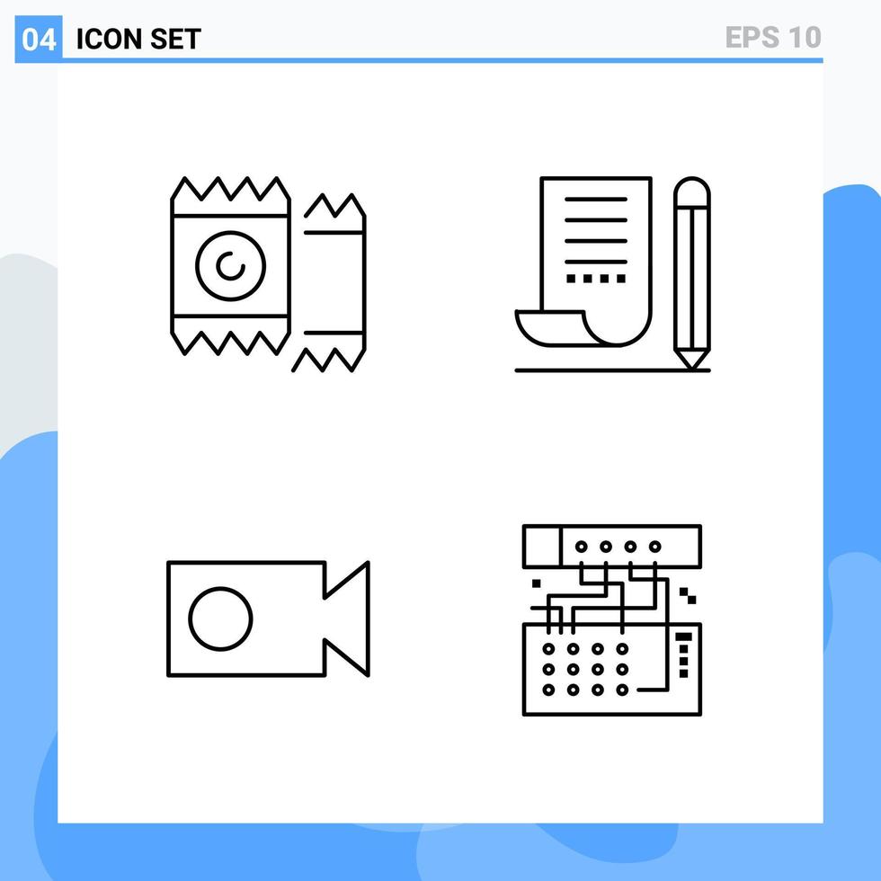 Modern 4 Line style icons. Outline Symbols for general use. Creative Line Icon Sign Isolated on White Background. 4 Icons Pack. vector