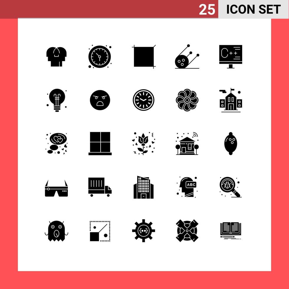 Set of 25 Modern UI Icons Symbols Signs for development computer crop coding shuttle Editable Vector Design Elements