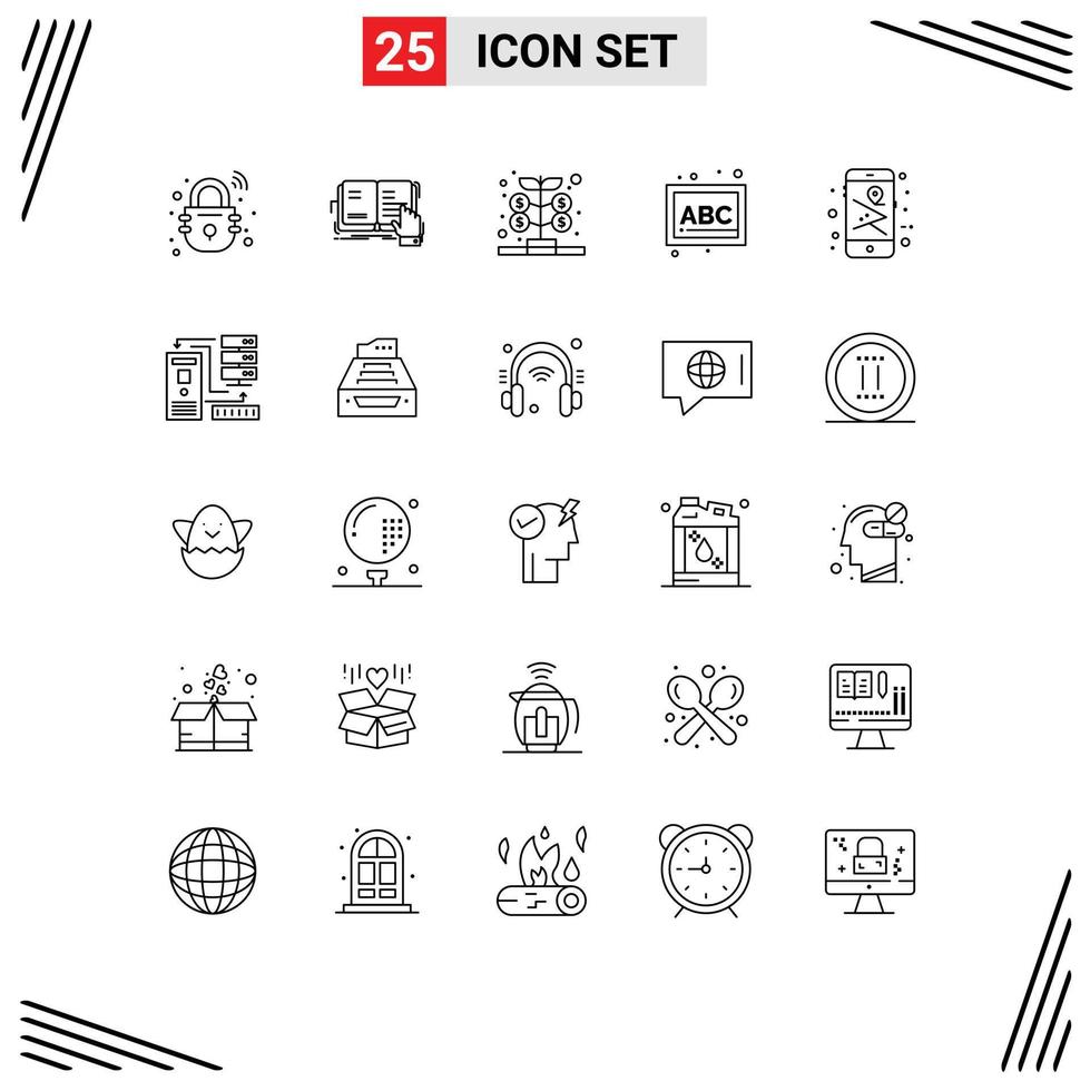 Set of 25 Commercial Lines pack for map preschool reading blocks money Editable Vector Design Elements