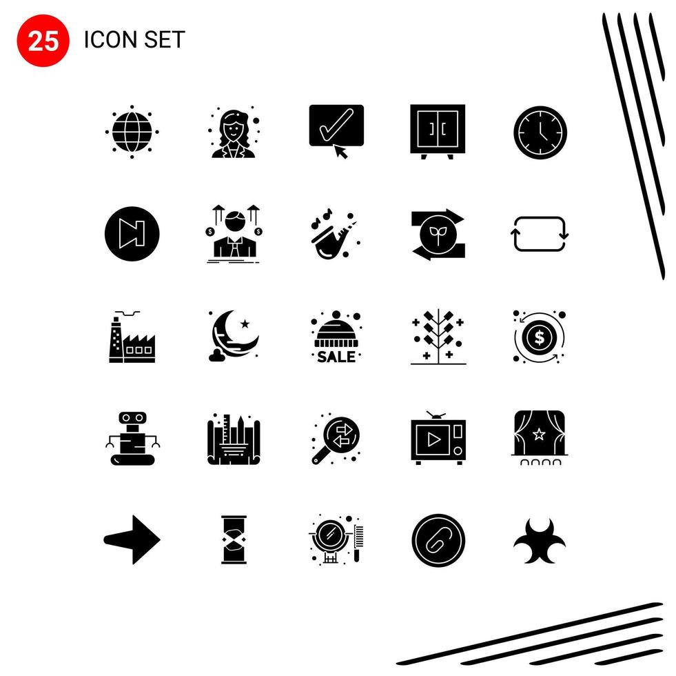 Stock Vector Icon Pack of 25 Line Signs and Symbols for user media black school furniture Editable Vector Design Elements