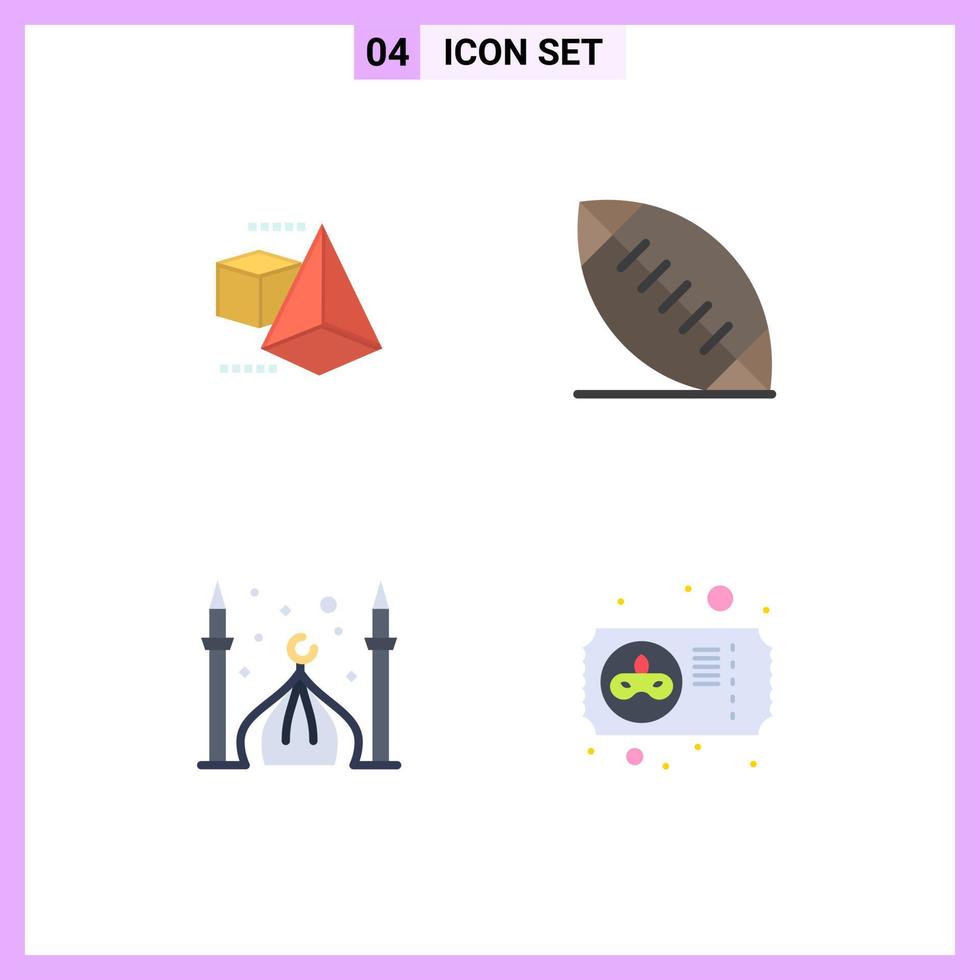 4 Creative Icons Modern Signs and Symbols of model moon american mosque carnival Editable Vector Design Elements