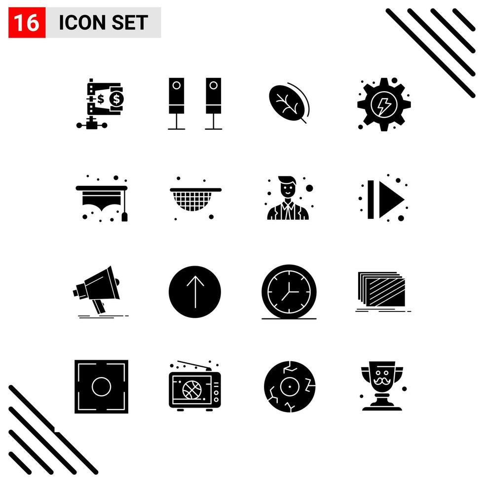 Pixle Perfect Set of 16 Solid Icons Glyph Icon Set for Webite Designing and Mobile Applications Interface vector