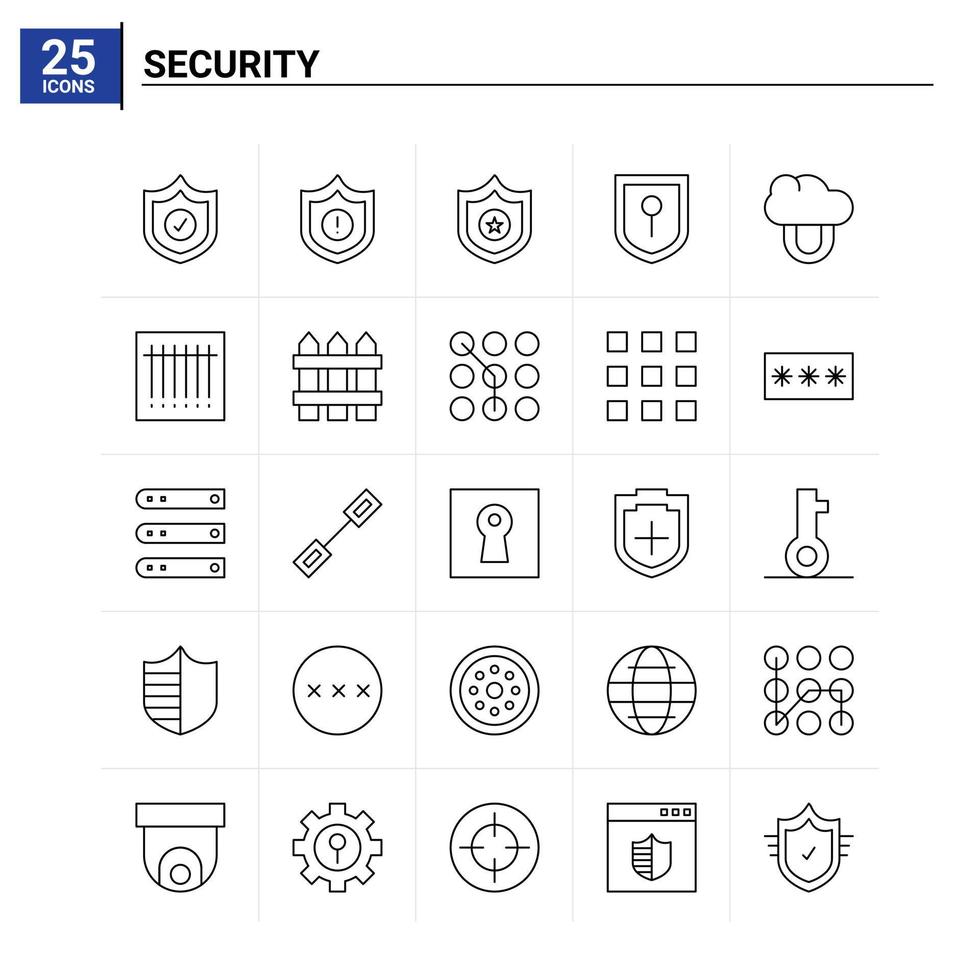25 conjunto de iconos de seguridad. fondo vectorial vector