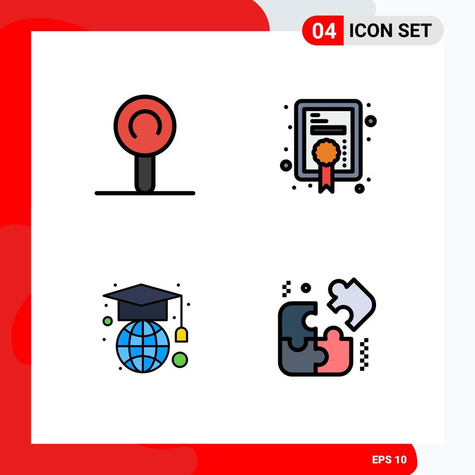 4 iconos creativos signos y símbolos modernos de piezas de piruletas premian elementos de diseño de vectores editables de negocios de educación