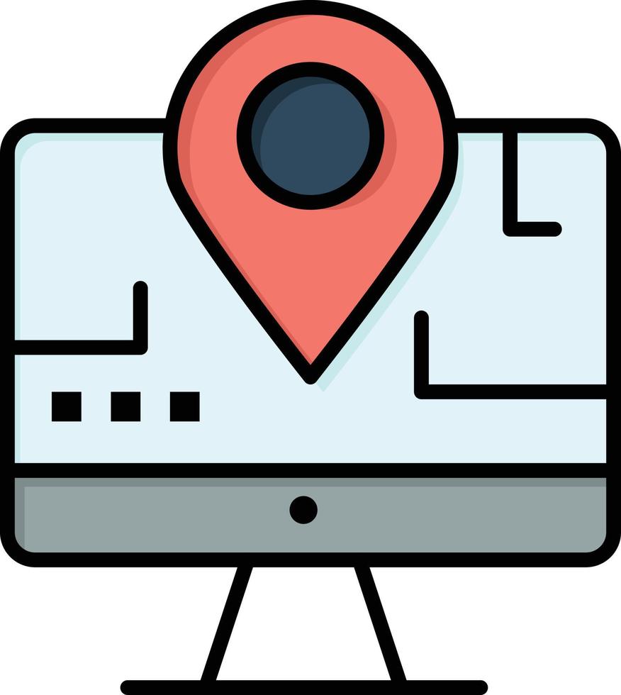 Computer Map Location Education  Flat Color Icon Vector icon banner Template