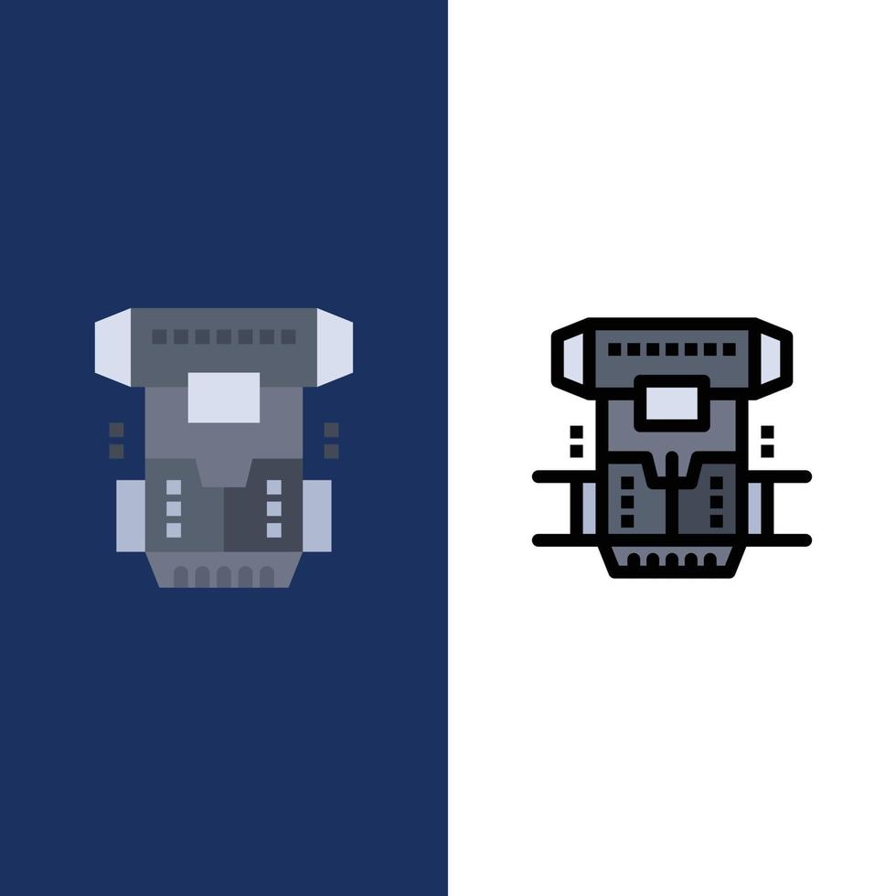 Box Chamber Cryogenic Cryonics Cryotherapy  Icons Flat and Line Filled Icon Set Vector Blue Background