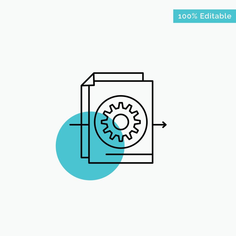Document File Gear Settings turquoise highlight circle point Vector icon