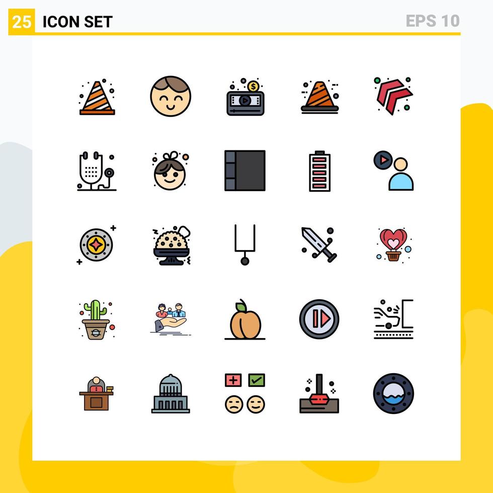 25 Creative Icons Modern Signs and Symbols of development cone money build video Editable Vector Design Elements